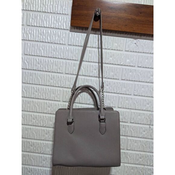 Nine West Women's Gray Solid Square Satchel With Shoulder Strap Handbag - Picture 2 of 6